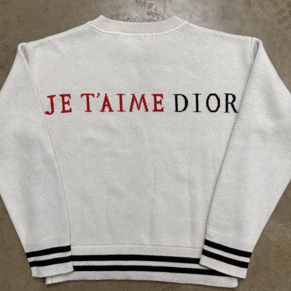 Christian Dior Sweater Womens 36 White Black J Heart Dior Crewneck Knit Stripe - Picture 7 of 8